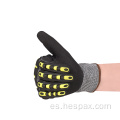 Guantes resistentes de corte de nitrilo arenoso de pantalla táctil Hespax